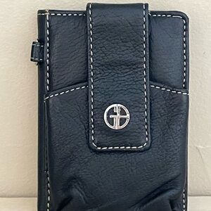 Genuine Leather Compact Wallet / Card Holder – Black (New)